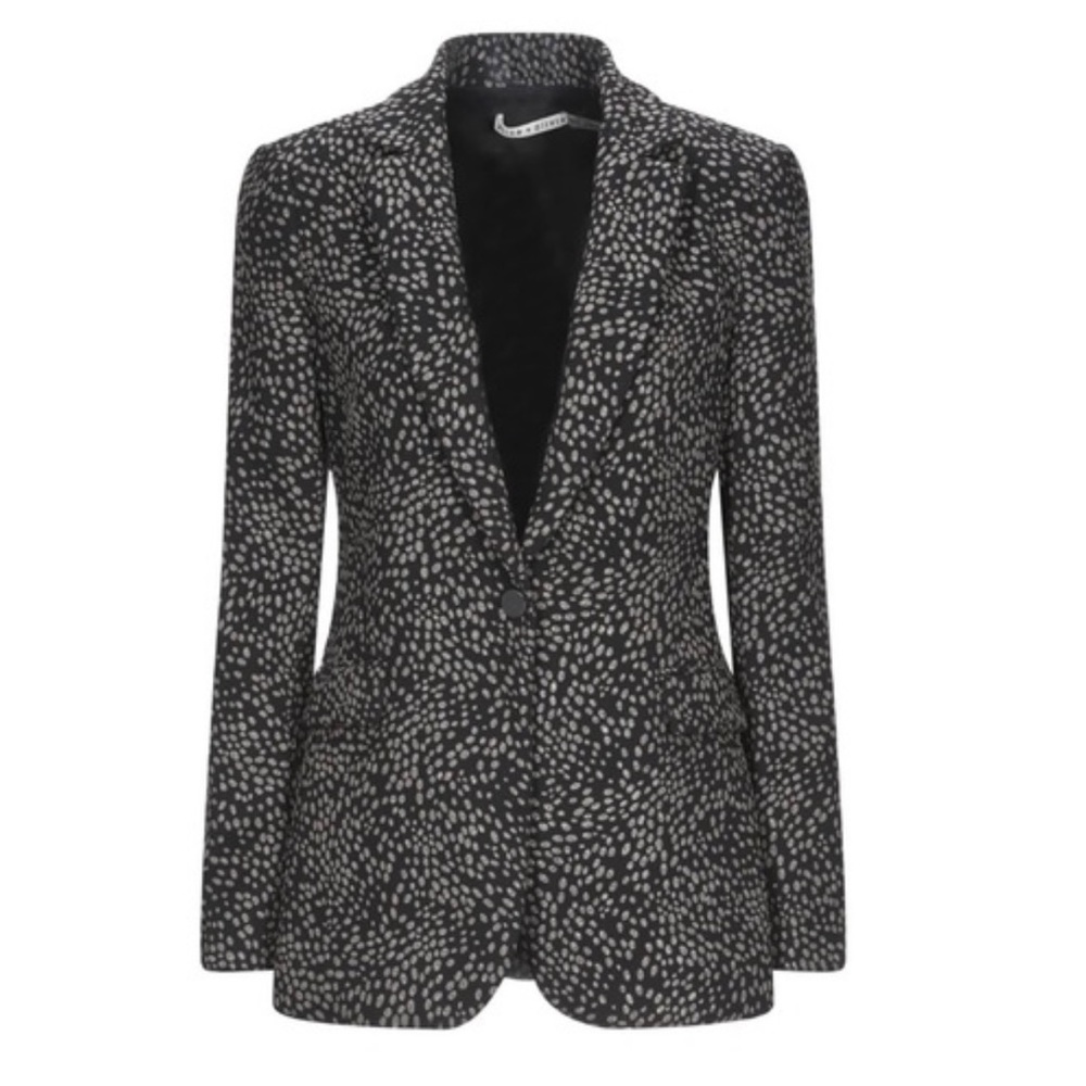 ALICE + OLIVIA Animal Print Jacquard Blazer size 8 colour black/silver